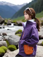 紫色の女性用アウターシェルジャケット【春夏向け・アウトドア・防風】