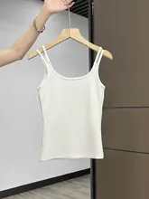 バストパッド付き ブラトップ 白いキャミソール【秋用・ストラップ付き・フィット感】