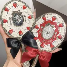 草莓デザインのミニハンドミラー【プリンセススタイル・精巧な雰囲気】