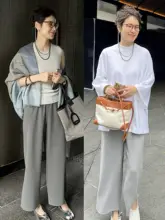 軽量ドレープパンツ【三酸酯混合・ウエストゴム・ワイドレッグ・通勤・カジュアル】