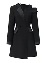 黒のエレガントなスーツドレス【軽装感・デザイン性・秋用】