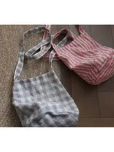 純リネン製ダブルレイヤー厚手ショルダーバケットバッグ【折りたたみ・収納便利】