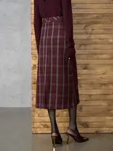 レディース チェック柄 ロングスカート【スタイリッシュ・秋冬用・膝上】