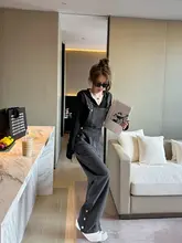 秋季トレンドのボタン付きストレートサロペットパンツ【レトロデザイン・大人カジュアル・バックストラップ】（セットアップ対応）