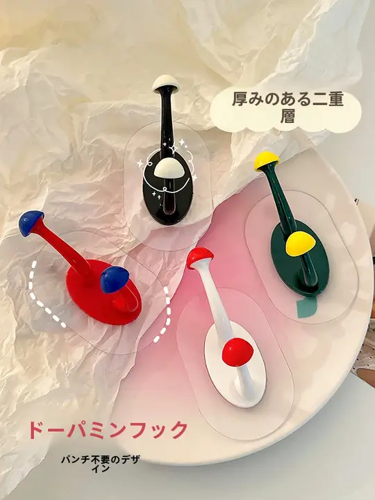 強力粘着フック【穴あけ不要・バスルーム用・収納ラック・無痕タイプ】
