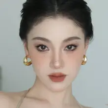 シンプルでスタイリッシュなデザイン！電気メッキ18K金ハーフサークルイヤリング【女性用・気品あるアクセサリー・シルバー針】