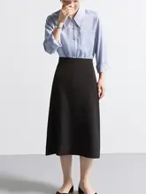 CHICBLISS サテンブルーシャツ【レディース・長袖・オフィスカジュアル・尖った襟】