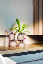 粗陶製 ハンドメイドデザイン フラワーベース【和風・デスクトップ用・復古スタイル】