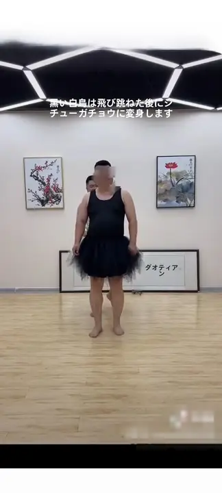 成人用 おもしろデザイン バレエパフォーマンス衣装【白黒ツーピース・白鳥の湖スタイル】