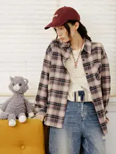レトロチェック柄シャツ【男女兼用・心地よい着心地・赤】