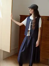 トレンドのデニムジャンパースカート【北欧風・春秋用・ロング＆ショート】
（セットアップ対応）