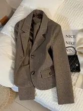 秋冬用 淡茶色のショートウールブレザー【レディース・小柄サイズ・フォーマル】