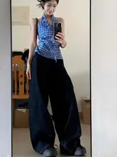クラシックデザインのストレートデニムパンツ【レディース・ワイドレッグ・フィット】