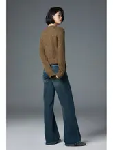 ヴィンテージ風ハイウエストデニムパンツ【レディース・スリムフィット・ストレート・ワイドレッグ】