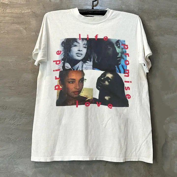 Sade音楽アルバムデザインのTシャツ【ストリートスタイル・短袖・小さめの襟】