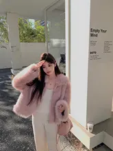 ふわふわな楽な着心地！翻领毛布短外套【環境に優しいファー】