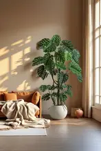 インテリアに最適！大型のフェイク植物・モンステラ【室内用・落地タイプ・緑色】