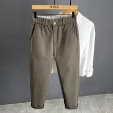 メンズ カジュアルパンツ スラックス ストライプ ルーズ ストレート 厚手 秋冬 春秋 トラッド ストリート