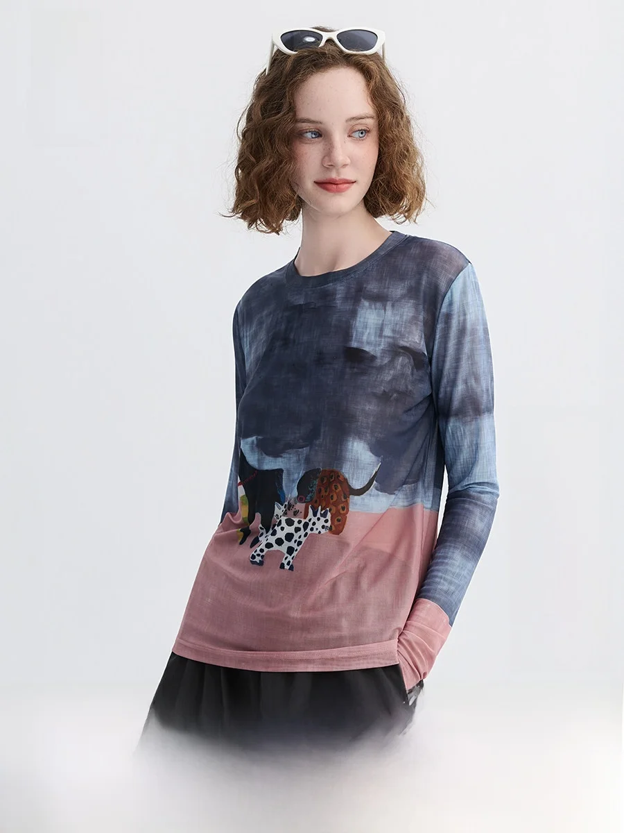 猫印花アートデザインのロングスリーブTシャツ：日焼け予防に強い薄手素材の選び方と実用性