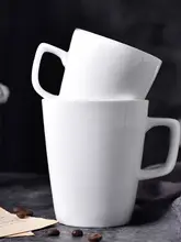 厚手の純白陶器製マグカップ【飲料用・シンプルデザイン】