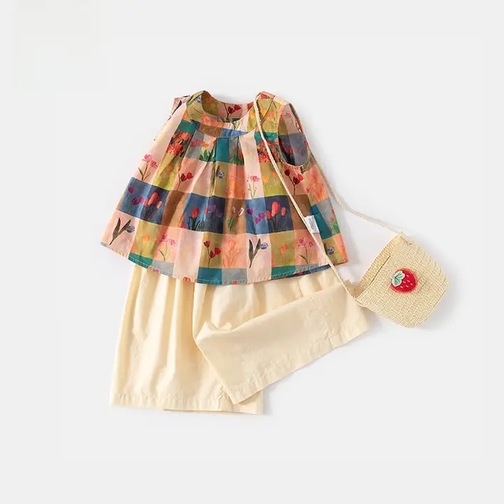 女の子用 夏服 無袖トップスと薄手パンツ【おしゃれ・子供用】（セットアップ対応）