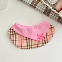 ペット用チェック柄エプロン【犬猫兼用・純綿・お手入れ簡単】
