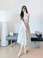 水溶性レース2点セットワンピース【ミディアム丈・エレガントスタイル・女性用】