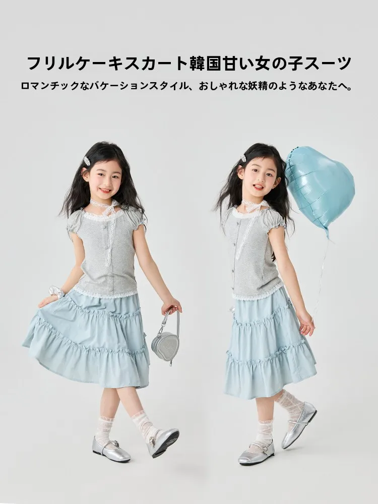 4歳女の子用プリンセスドレス：ショートスリーブ・韓国風デザインのセットアップ対応アイテム