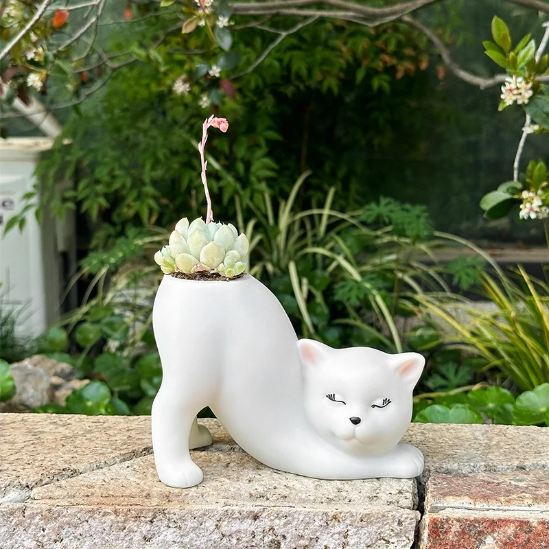 クリエイティブかわいい猫の尻尾柱 植木鉢 漫画 花瓶：ガラスの花瓶と異なるデザインの魅力