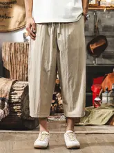 ショートパンツ メンズ リネン クロップドパンツ ヴィンテージ 薄手 ゆったり カジュアルパンツ 夏