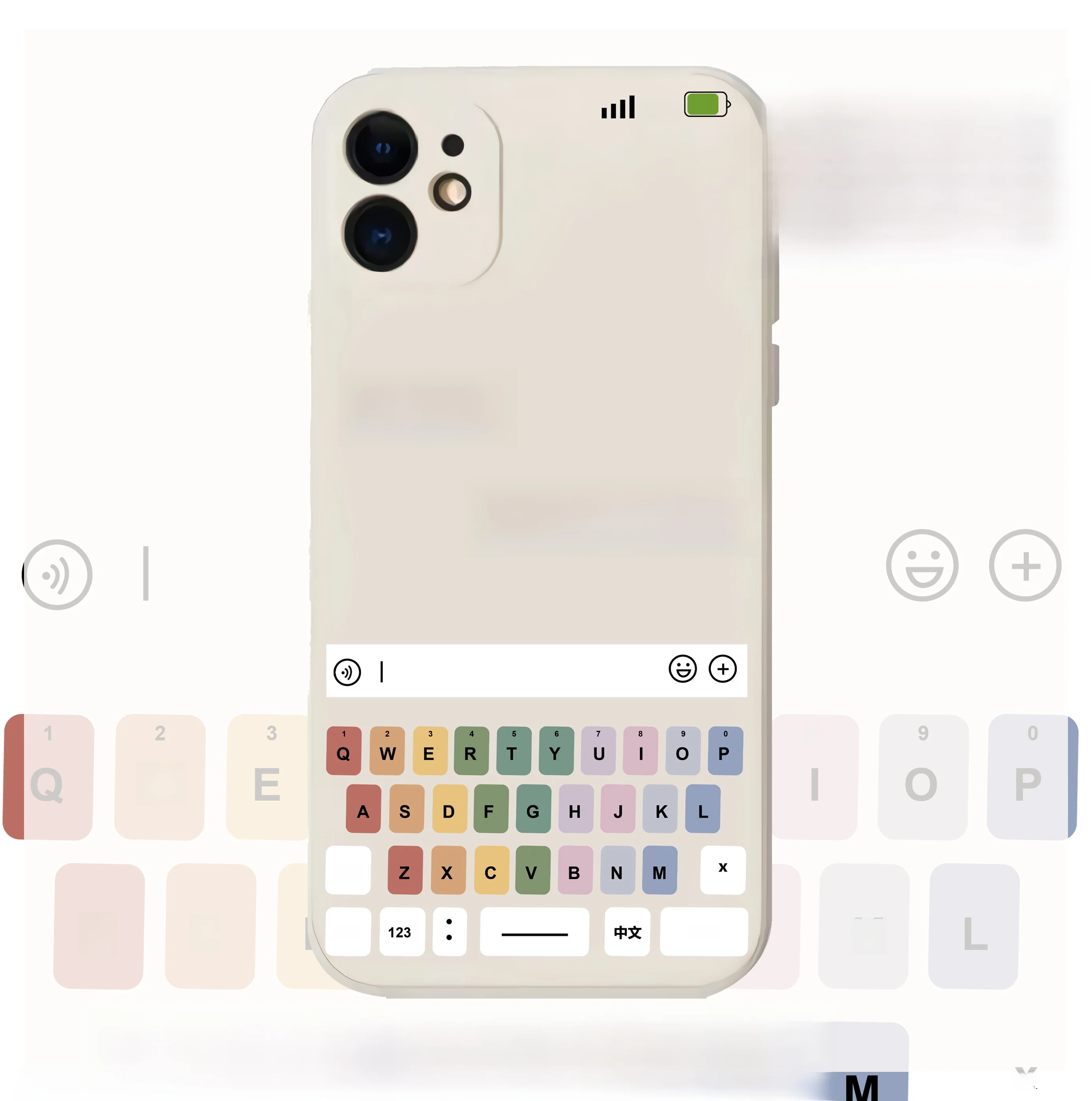 qwerty スマホの液体シリコーンケース：クリーム色の保護とデザインの実用性