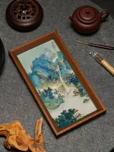 卓上飾り絵 水墨画 山水画 書画 額縁 チャイナテイスト 風景画 茶室 書斎 インテリア ギフト