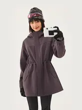 秋冬用レディースアウトドアソフトシェルジャケット【保温・透湿・防風・中長丈】