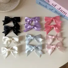 かわいいサテンリボンヘアクリップ【両サイド用・ツインテール対応・女の子用】