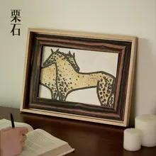木製フレームの装飾画【レトロスタイル・アート作品】