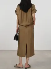 MAISON GABRIELLE 20mm シルクサテンスリーブレストップス【シンプル・気品あるデザイン】