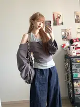 ヴィンテージカラーデニムパンツ【ゆったりシルエット・ハイウエスト・ワイドレッグ・ロング】（セットアップ対応）