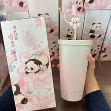 桜とパンダデザインの可愛い保温マグカップ【学生用・高いデザイン性】