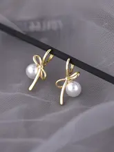 925純銀バレエリボンパールイヤリング【上質デザイン・軽やかさ】