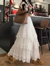 高腰ホワイトチュールAラインスカート【フレアデザイン・春用】