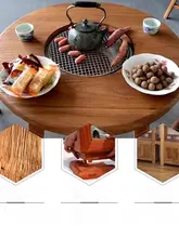 アカシア木製 座卓付き電気焼き火炉セット【煙の出ない炭火・家庭用・お茶会用】