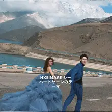 レトロフレンチスタイルの軽やかなウェディングドレス【ブルー・フォトシューティング用】
