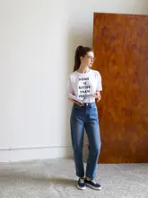 高腰ストレートデニムパンツ【梨形・ウォッシュ加工・9分丈】