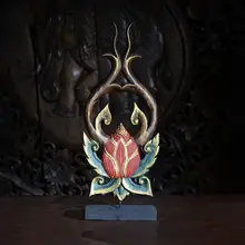 タイ輸入の手彫り木製蓮花飾り【リビングや玄関用】