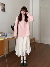 不規則なデザインのダブルレイヤーギャザースカート【ウエストゴム・Aライン】（セットアップ対応）