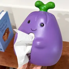 かわいいキャラクターのナス型ティッシュボックス【おしゃれなデスクトップ装飾】