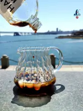 コーヒーポット ハンドドリップシェアポット 家庭用 高ボラン硅酸ガラス 雲ポット 縦縞ポット カボチャポット