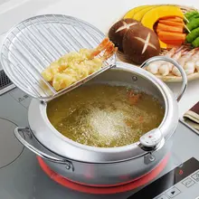 油を使わずヘルシー！天ぷら鍋【温度計付き・高性能・省エネ設計】