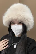 高級感あふれるフェイクファーの漁師帽【秋冬用・保温・耳あて付き】