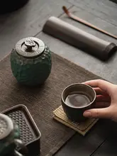 陶器製 茶葉用保存容器【青野釉・未封口デザイン】